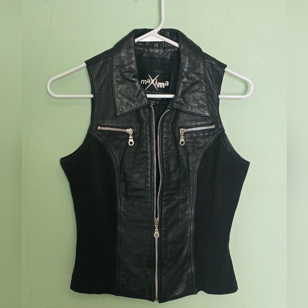Maxima Black Leather Vest